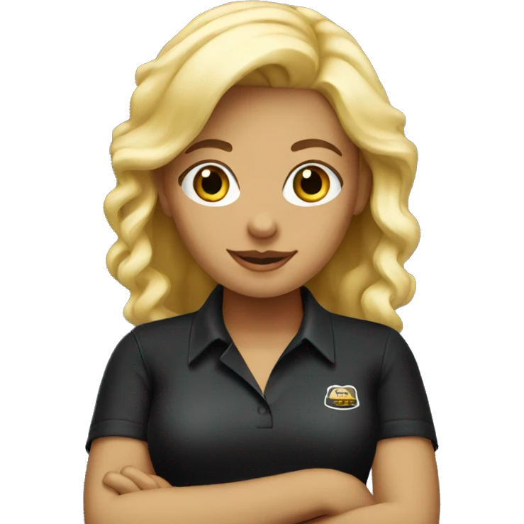 blonde waitress wearing black polo emoji
