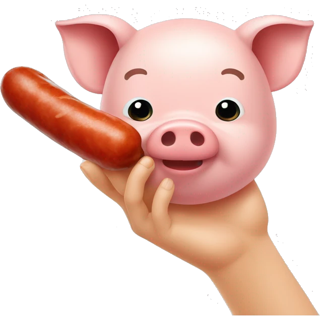 Cochon avec un saucisson dans les mains  emoji