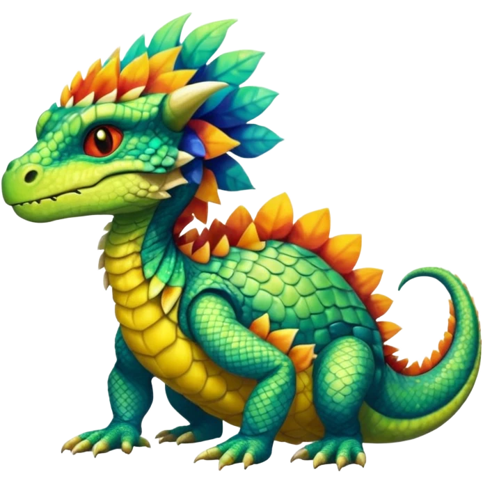 Shiny furry reptilian-Fakémon-creature (full body) emoji