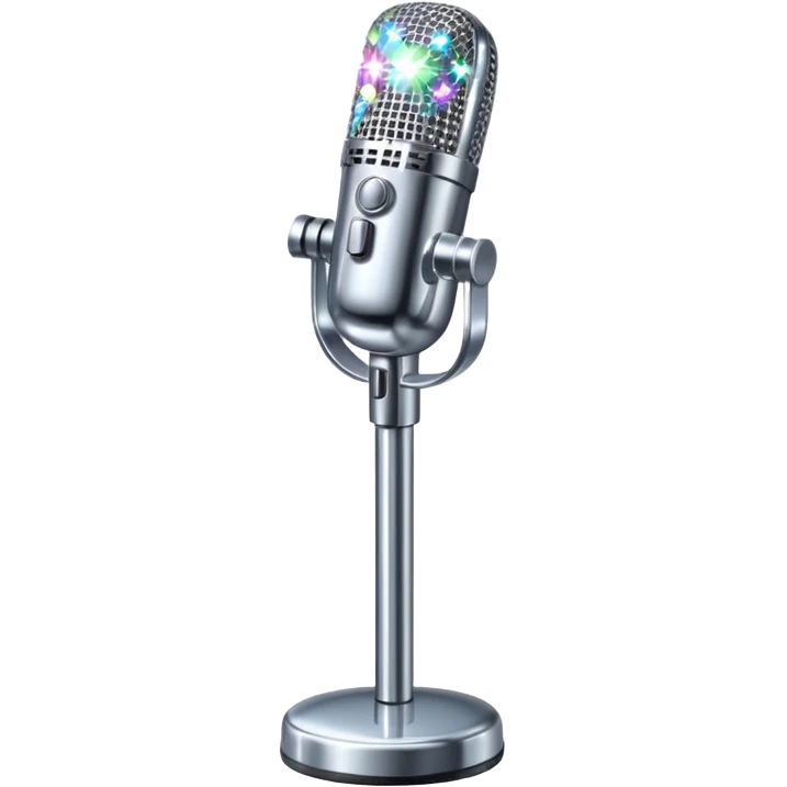 microphone on a stand with sparkles emoji