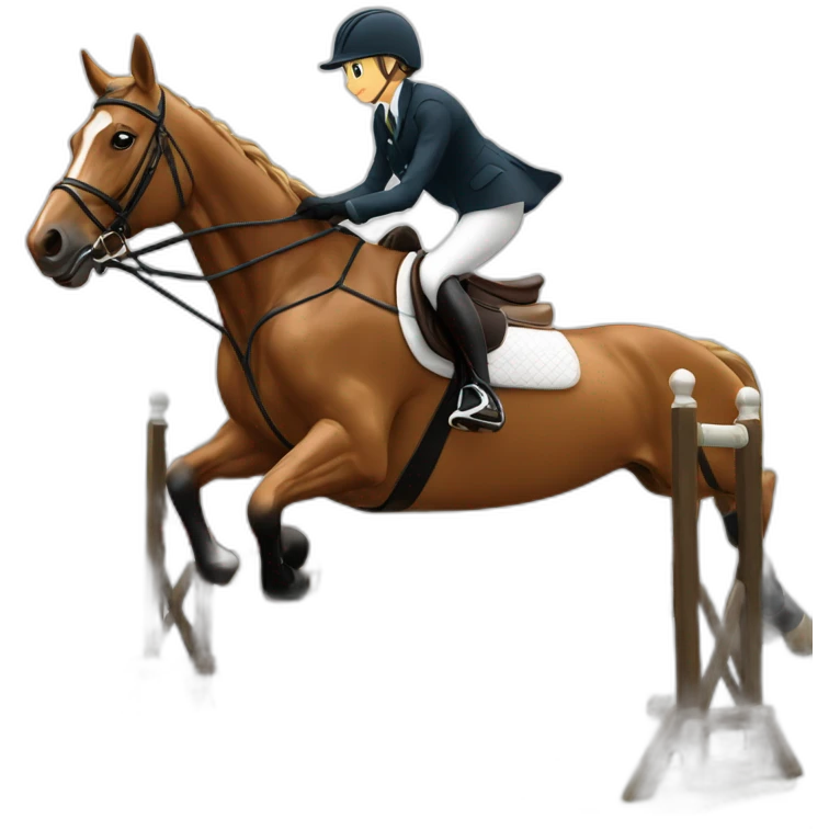 Eventing horse with rider jumping an obstacle on course emoji