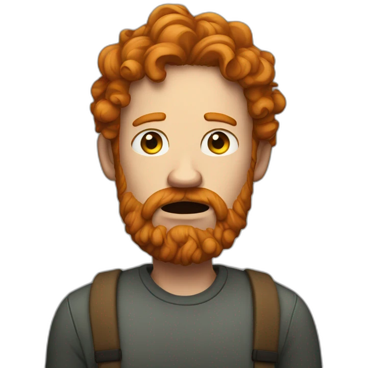curly ginger bearded man upset emoji