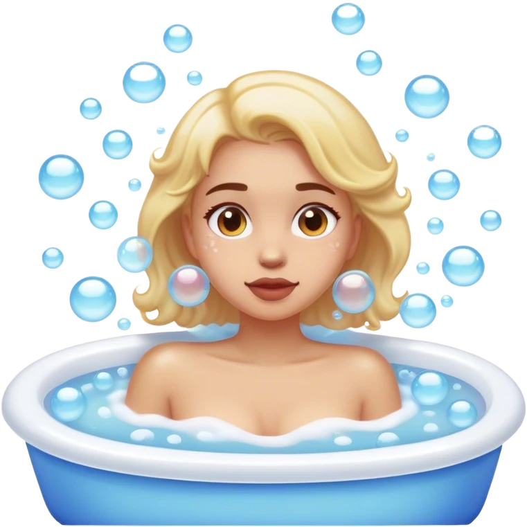 The girl is lying in a bubble bath emoji