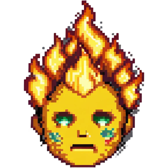 head with fire, expressionless face emoji