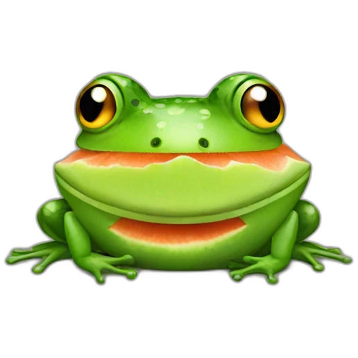 Frog with a melon hat emoji