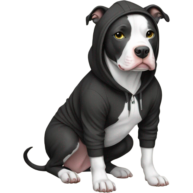 Black and white pitbull with hoodie emoji