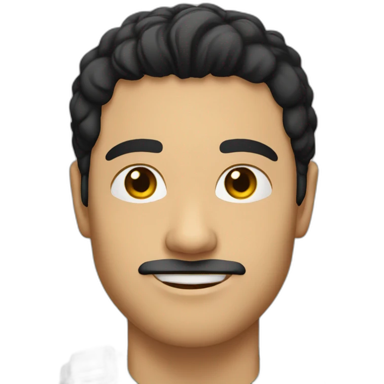 Caucasian man with black hair, olive skin and no beaded emoji