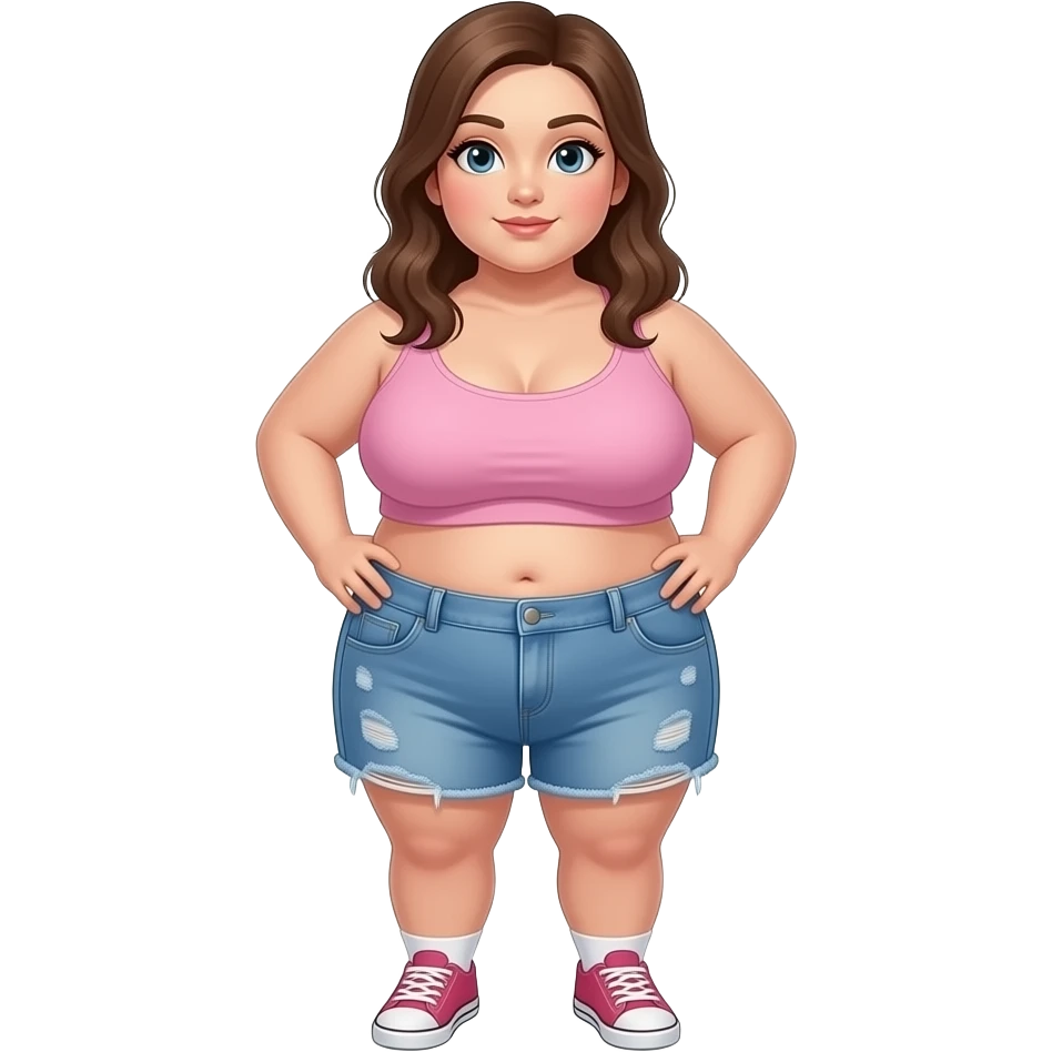 Giant girl with bigger chest, full body emoji