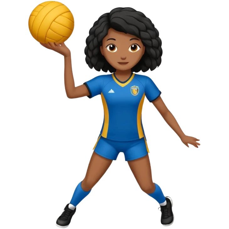Uma atleta de voleibol de cabelo preto, esperando a bola na base emoji