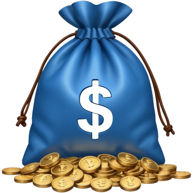 blue coins outside a money bag  emoji