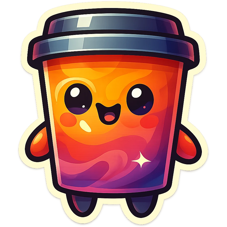 Tall coffee cup, large chaos heart, chaotic, wild, whimsical emoji
