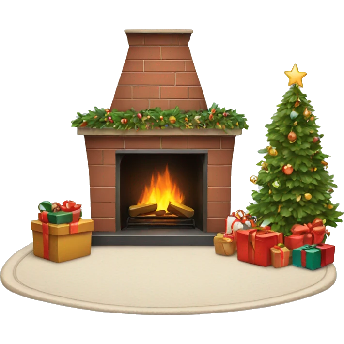 Fireplace with Christmas decoration  emoji