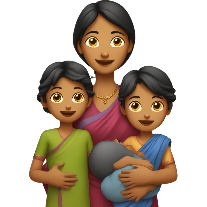 indian mother with children  emoji