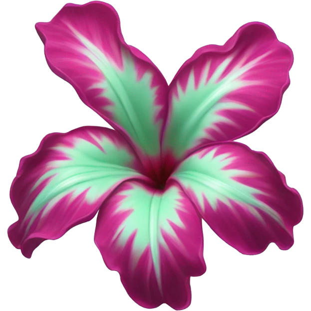 Realistic magenta and mint green Hawaiian flower isolated.  emoji