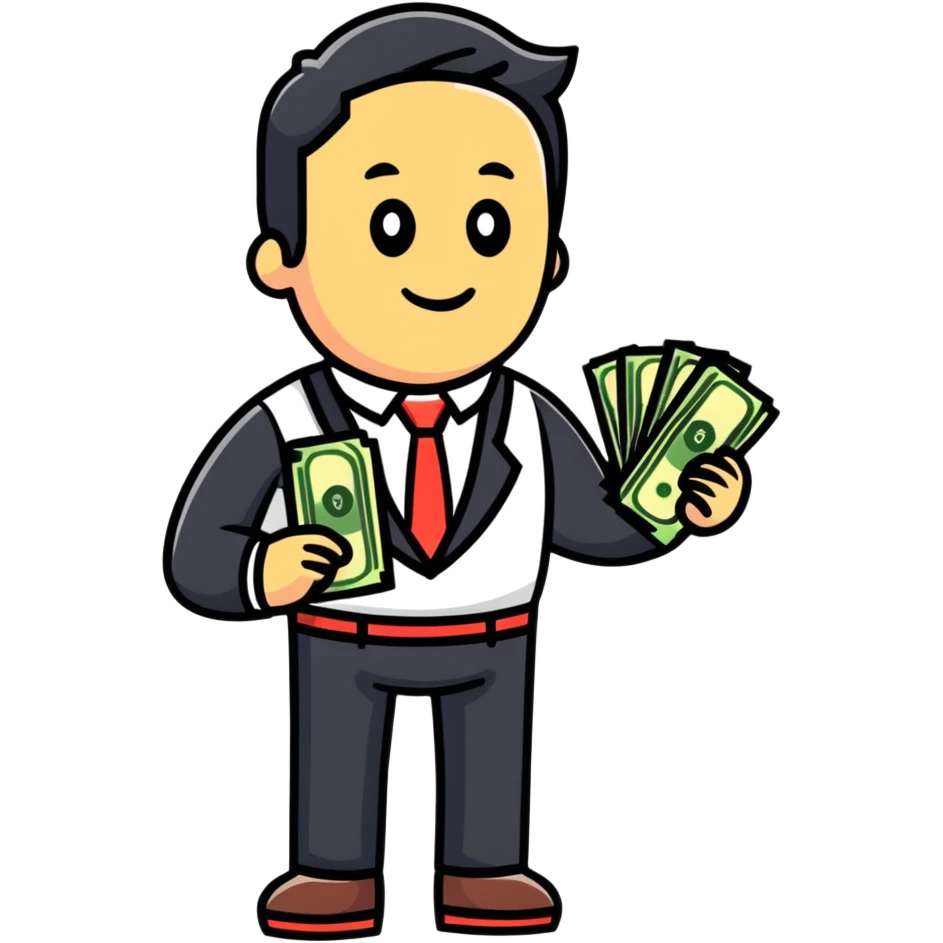 Verizon sales man with money emoji