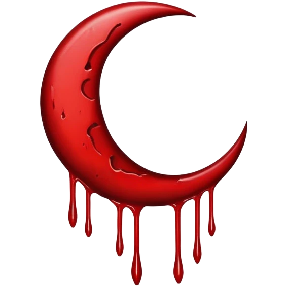  crescent moon with blood dripping from it red dark emoji