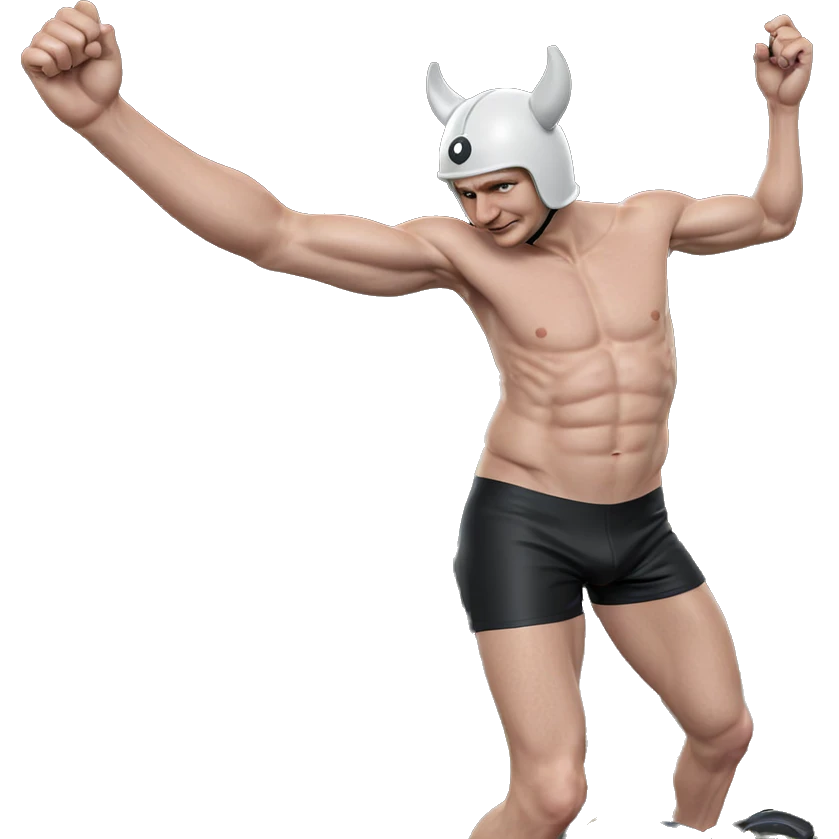 topless boy in playful helmet emoji