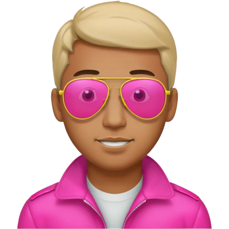 1980s man wearing reflective neon pink aviator sunglasses emoji