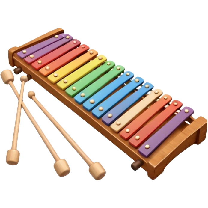wooden xylophone top view with mallets on the side emoji