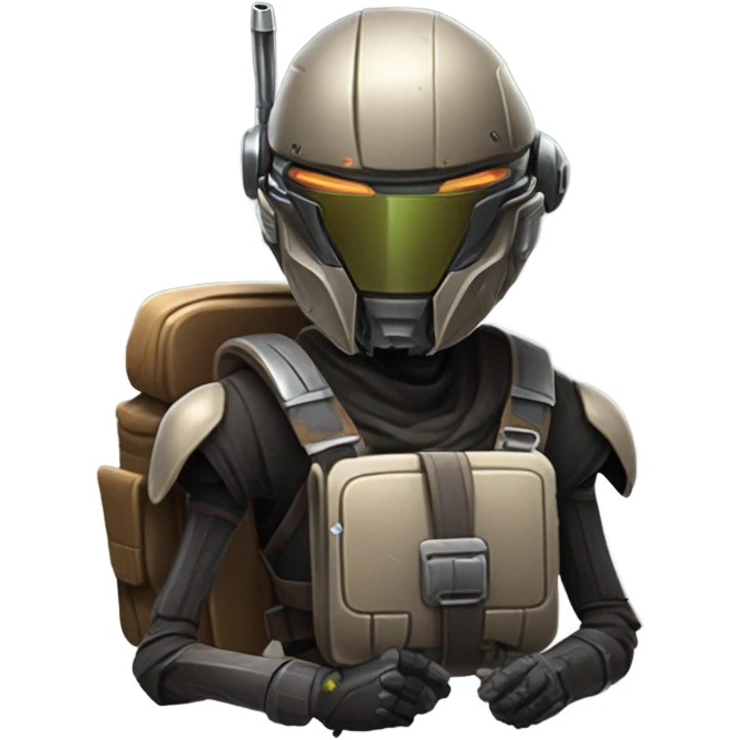 bounty hunter protocol droid wearing backpack and saddlebags ready to fight emoji