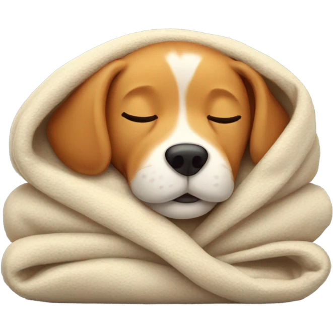 Ginger dog sleeping in a cozy blanket emoji