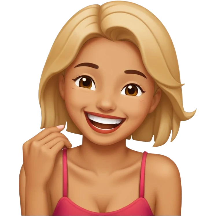 Girl laughing holding her neck emoji
