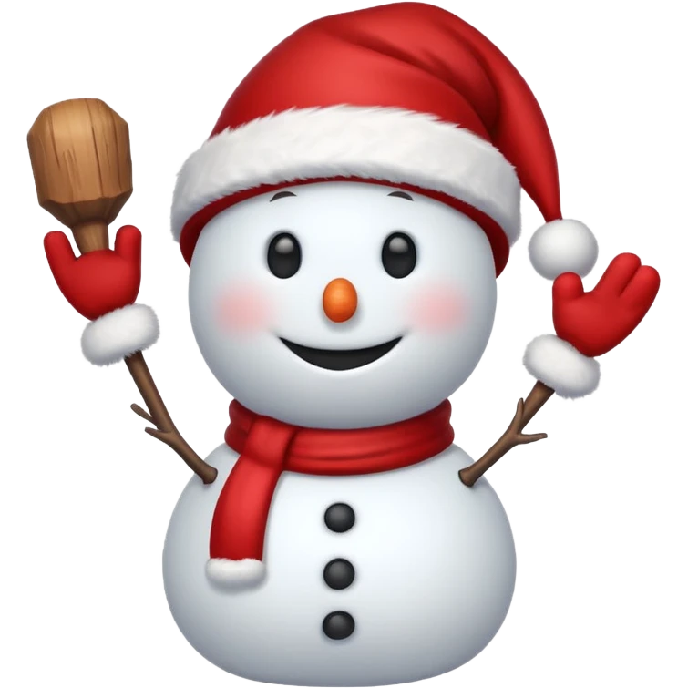 snowman wearing red hat of santa claus emoji