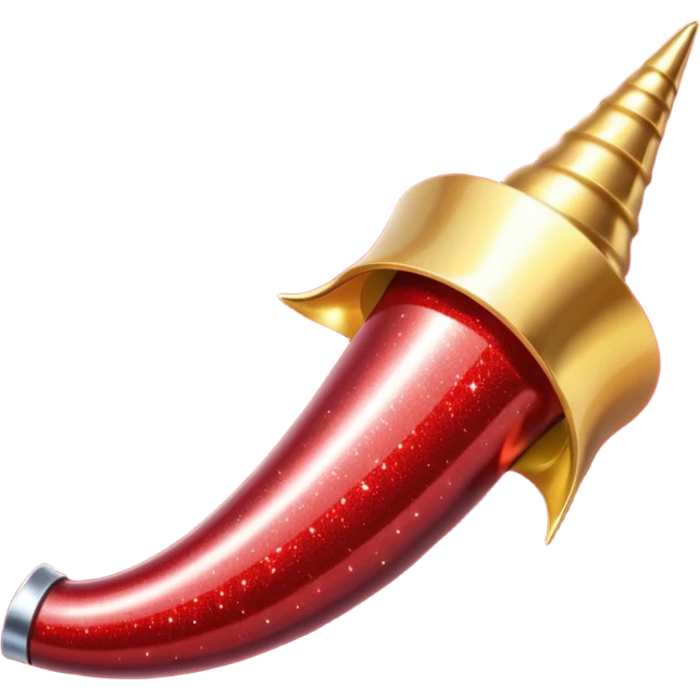 red glitter horn emoji