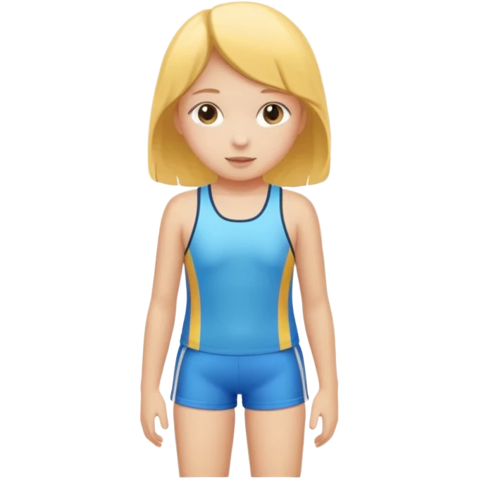 Child swimmer girl standing  only shorts emoji