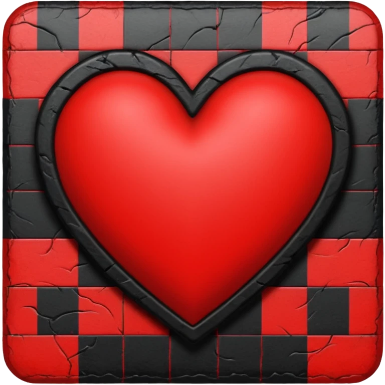 goth heart with black and red checkerboard pattern emoji