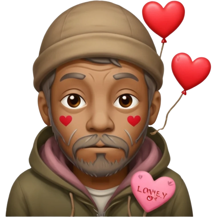 Homeless man with Valentine’s Day decor smelly and ugly  emoji