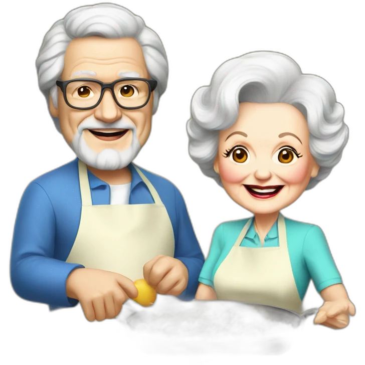 Betty White and Barry White cooking  emoji