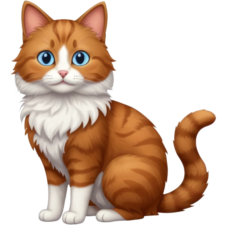 brown cat full body, blue eyes emoji