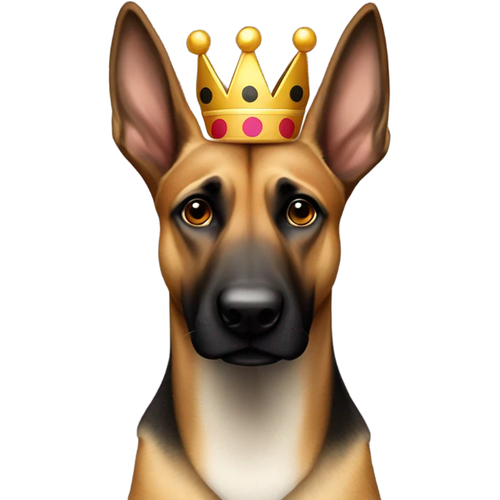 A malinois harlequin color, with a crown on his head emoji