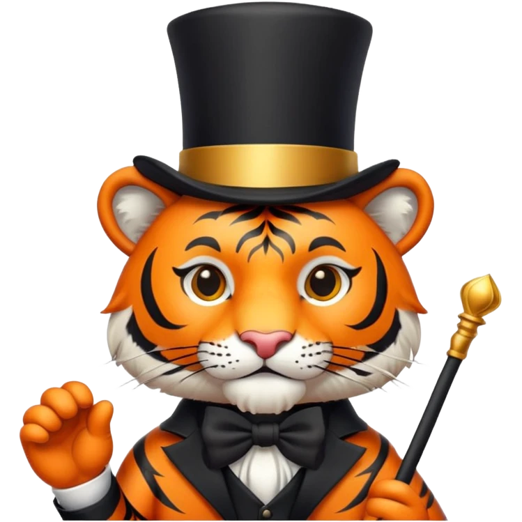 Tiger magician with wand and top hat emoji