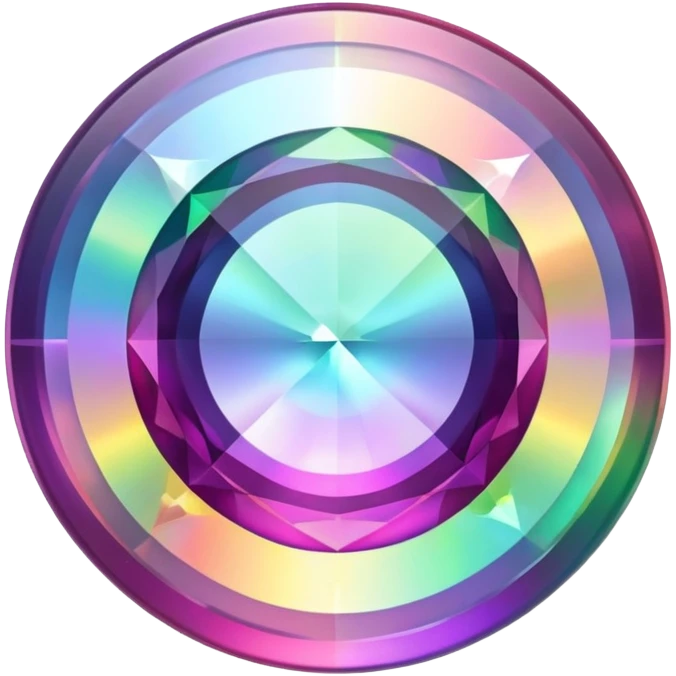 round mystic topaz holographic gem with rainbow colors emoji