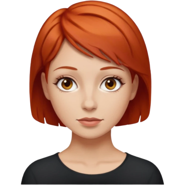 women with very short red hair with brown eyes emoji