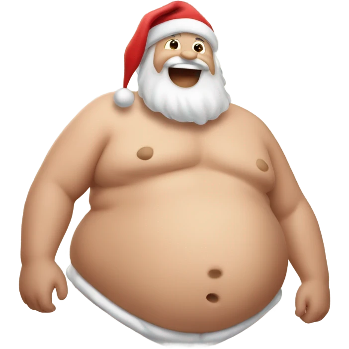 santa rubbing his bare greasy fat belly as he laughs emoji