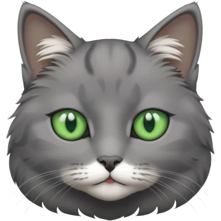 Grey cat with green eyes emoji
