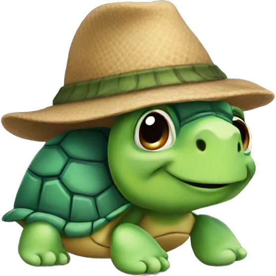 Turtle with a cute hat emoji