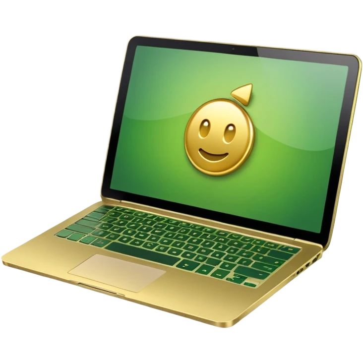 laptop without logotips in golden and green colours emoji