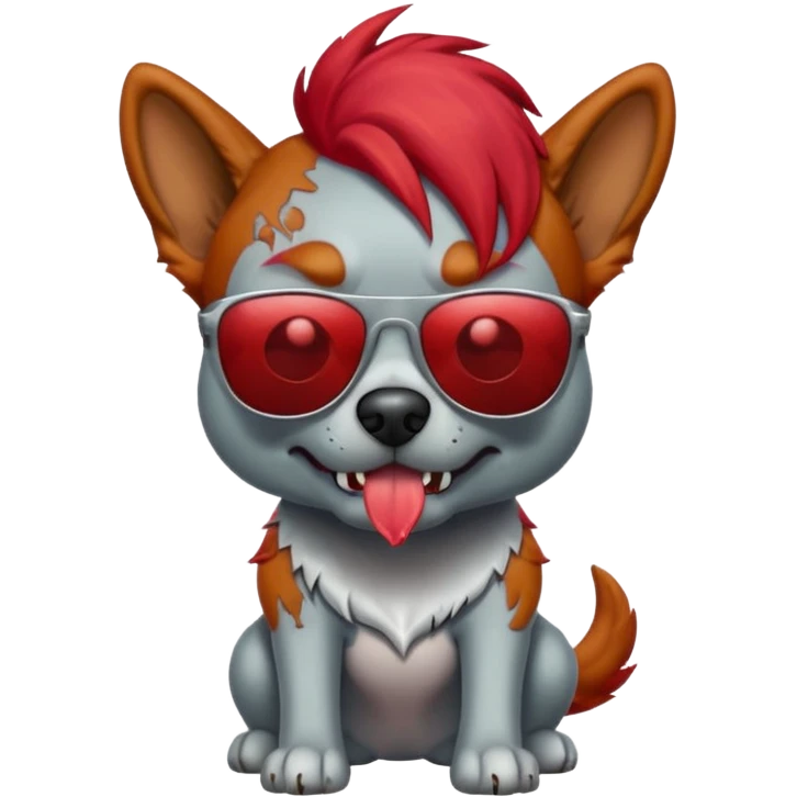 Zombie dog with red hair and sun glasses emoji