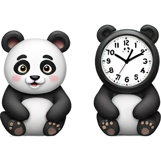 two pandas with clocks  emoji