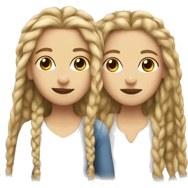 2 blonde white girls in love one with dreads and one with 2 braids emoji