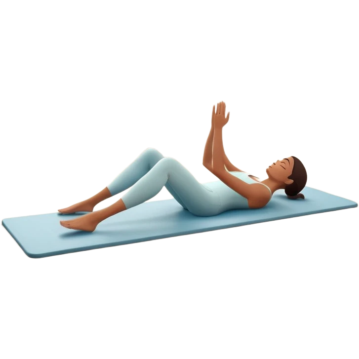A person performing a Pilates exercise on a mat in a clean, modern studio. The focus is on core strength and flexibility, with a neutral, calming color palette. Simple equipment like a reformer machine and a soft, tranquil background enhance the feeling of controlled movement and focus. emoji