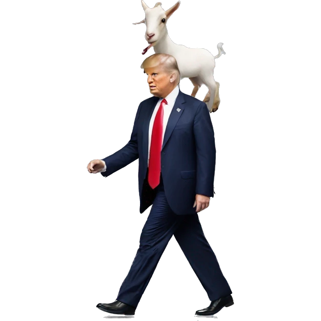 Trump walking a goat emoji