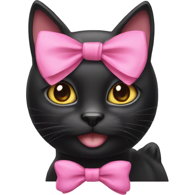 black cat with a pink bow on a head emoji