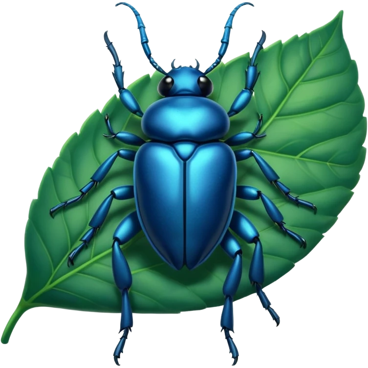 a blue beetle on leaf emoji