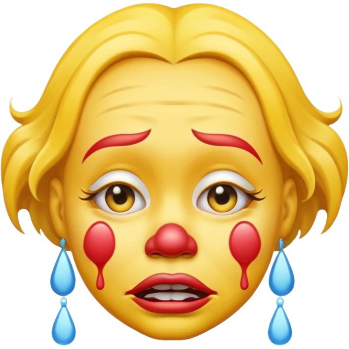 Sobbing yellow emoji clown emoji