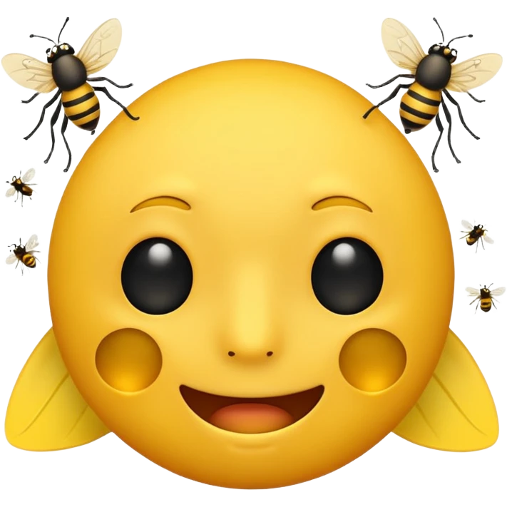 😊🥺 these emojis but with flies around it and its happy yellow face emoji black eyes emoji